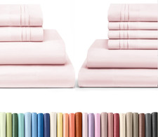 Lavender Pink 10-Piece Queen Bed Sheet Set by