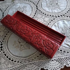 Murakami Tsuishu Lacquered Chopstick Holder & 2 Pairs of Chopsticks  Duty Paid o