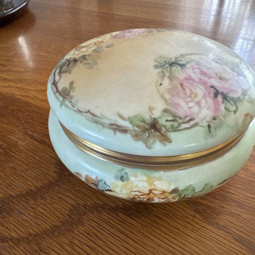 VTG Limoges France Porcelain Floral Vanity Dresser 7” Round Box - Picture 3 of 7