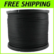 Multipurpose 1/4" Black Polyester Rope - 500ft Spool for Indoor & Outdoor Use