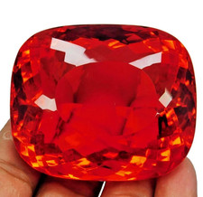 95-100 Ct Natural Mexican Fire Opal Red Orange Certified Cushion Cut Gemstone