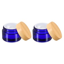 2 Pcs Empty Cosmetic Containers 30g/1.06oz Glass Jar with Leakproof Lids, Blue