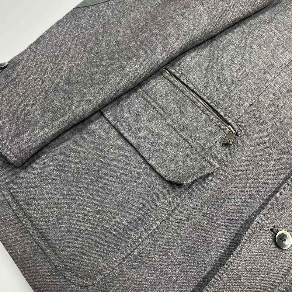 Corneliani ID Identity Hybrid Gray Wool Cashmere Zip Blazer Jacket Size 54R - Image 4 of 4