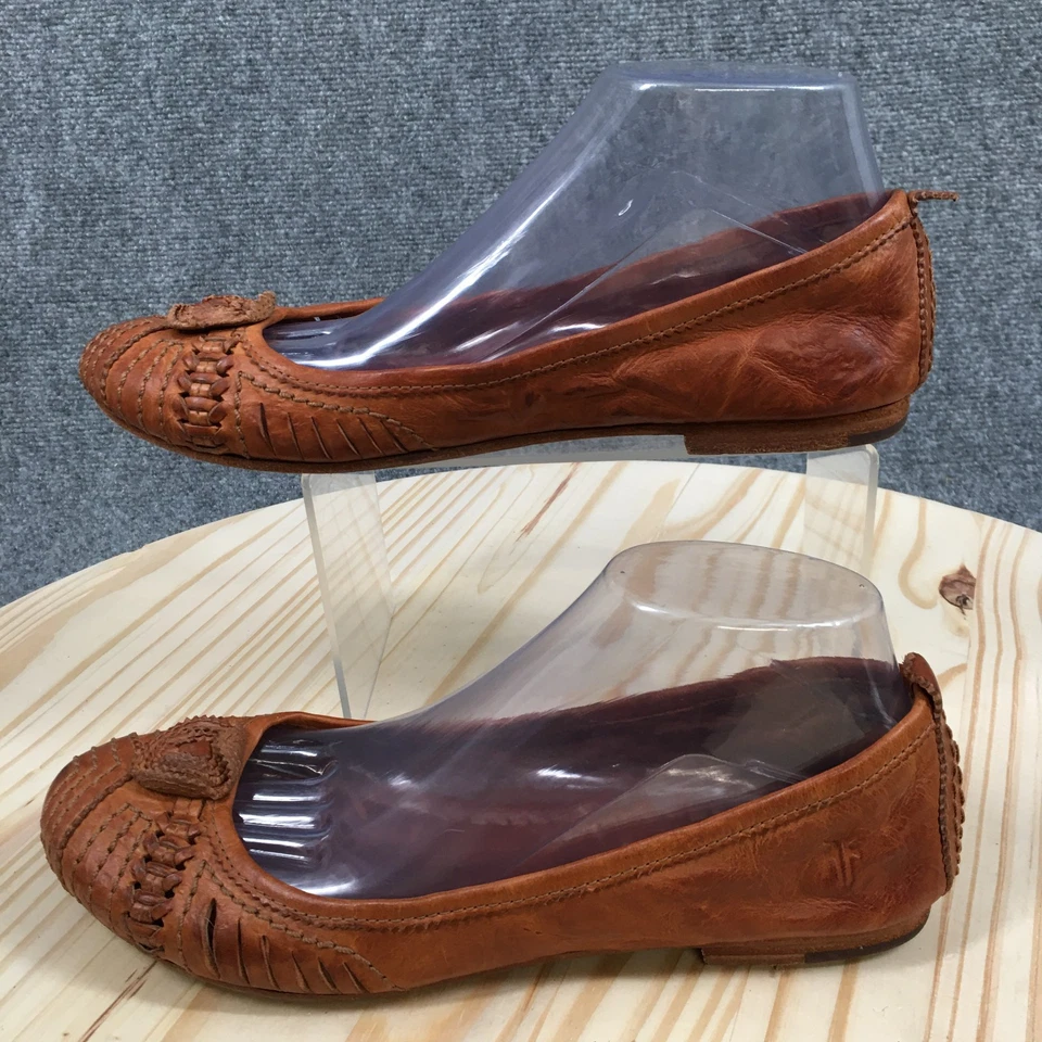 Zapatos Frye Mujer 9.5 M Carson Tejidos Sin Cordones Ballet Planos Cuero Marrón Informales Foto 2 de 4