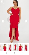 Fashion Nova Delia High Low Gown Red Size Med New with Tags