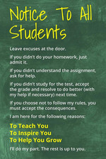 Notice to All Students, Motivational Classroom Poster - 12" X 18"