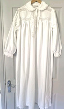 Past Times White 100% Cotton Victorian Nightdress Long Sleeve Lace Cottagecore