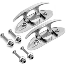 2 PCS Boat Cleat 5" Pull Up Deck Hidden Flush Mount stainless steel Cleat Marine