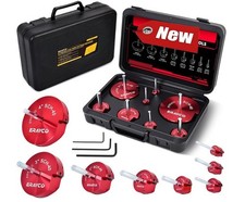 Kit de 8 piezas para escariar tuber&iacute;as de PVC con cabezales de 1/2", 3/4", 1", 1