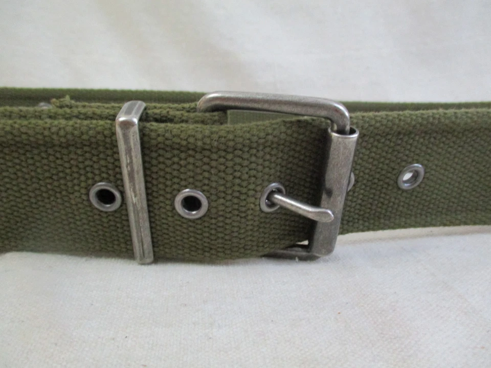 Cinturón Militar Gap Lona Tejido Verde Oliva 34/38 Hebilla Metal Plateado 1 3/4" Foto 4 de 4