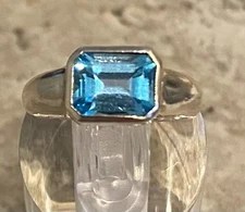 Vintage BOMA Sterling Silver Blue Topaz Ring Sz 8.5