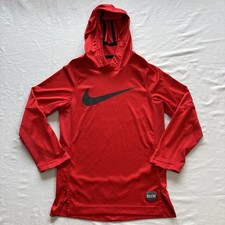 Nike Elite DriFit Hoodie Red Swoosh Long Sleeve Light Weight   Youth Size Small