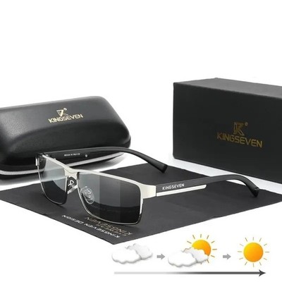 Kingseven Herren Polarisierte Photochrome Sonnenbrille Brille UV400 Entspiegelt