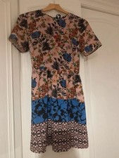 Topshop Floral Smock Summer Dress with Tie Back Size 12 Zip Closure Excellent