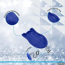 SUPERIO TOBOGGAN SNOW SLED FOR KIDS AND ADULTS, 37" PLASTIC SLED WITH - BLUE