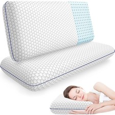 Memory Foam Pillows for Side, Back and Stomach Sleepers, Set of 2, Bed Pillow...