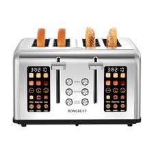 4 Slice Touch Screen Toaster with Wide Slots Stainless Steel Digital Toasters