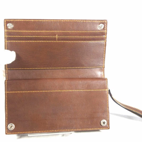 Vivienne Westwood Cartera Arquero Lona Cuero Caqui Redondo Cremallera Bolso de Mano Largo Foto 3 de 4