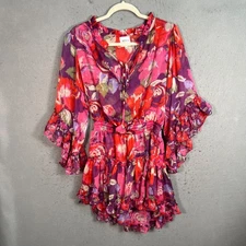Misa Los Angeles Floral Ruffle Mini Dress Womens Medium Multicolor