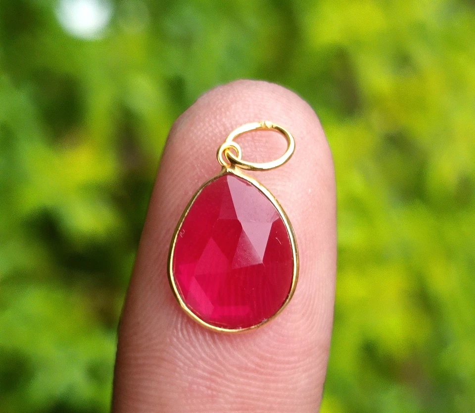 Dije de oro turmalina rosa, colgante de oro macizo de 18 quilates, colgante de collar hecho a mano Foto 3 de 4