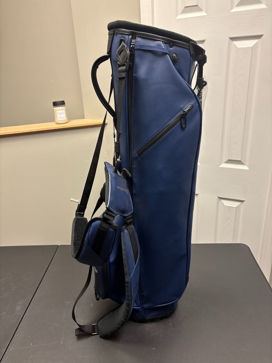 NEW WITH TAGS TAYLORMADE PREMIUM CARRY LEATHER STAND BAG - NAVY