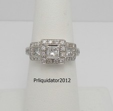 1CT Natural Princess Diamond Engagement Wedding Bridal Ring 14K White Gold Band