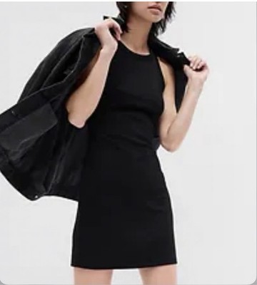 NWT GAP Ribbed Halter Neck Tank Midi Dress Sleeveless Stretch XL BLACK
