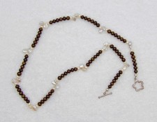 19"INCH CREAM, COPPER, WHITE GENUINE FRESHWATER PEARL NECKLACE JEWELRY NK340-A