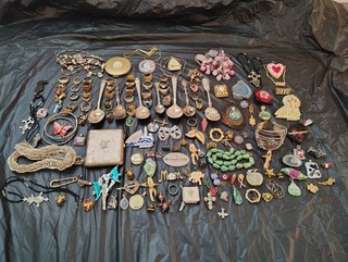 Beautiful Jewelry Lot 100 Pieces Brooches Rings/Earrings no gold no silver