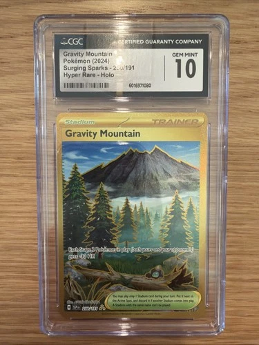 Pokémon TCG Gravity Mountain Trainer Surging Sparks Gold 250/191 CGC Gem 10