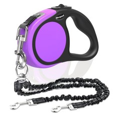 Double Retractable Dog Leash Tangle Free with Non-Slip Grip for Walking