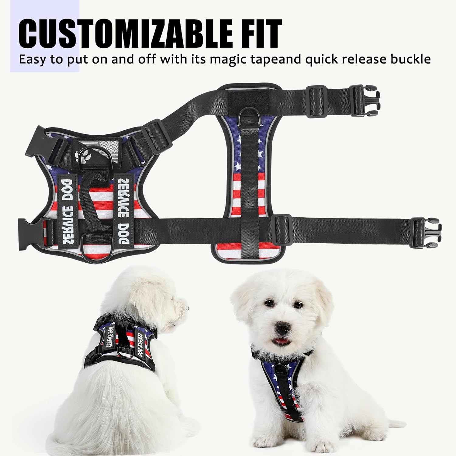 Demigreat Service Dog Harness, Reflective Vest Small (Pack of 1), USFLAG 