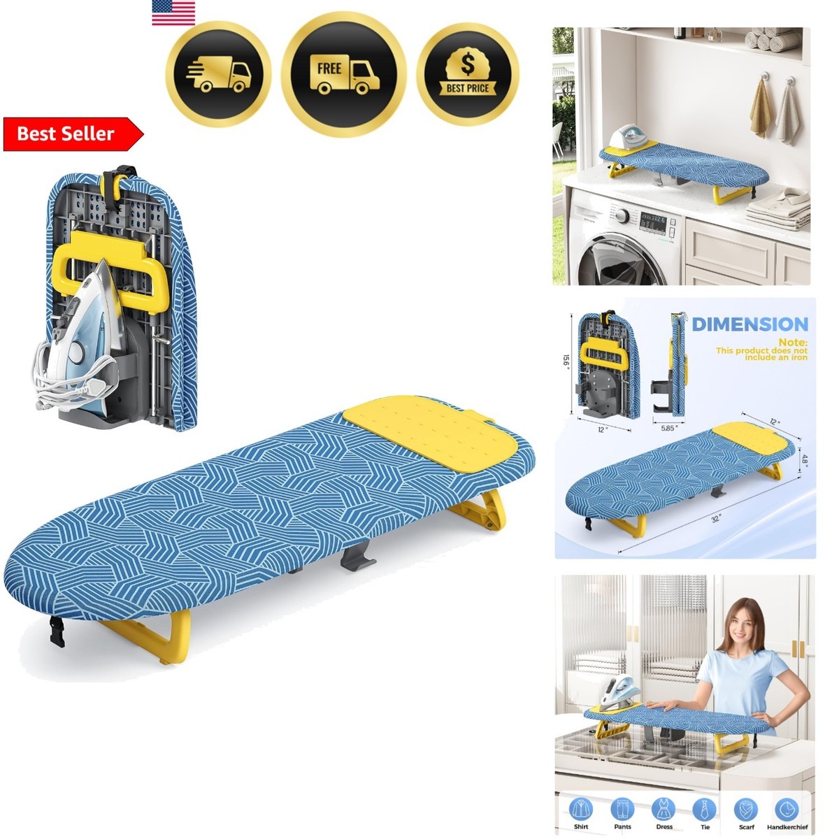 Tabletop Ironing Board Small Foldable Ironing Board with Iron