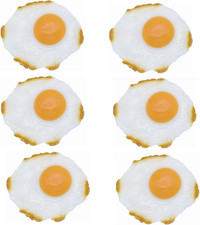 6 PCS Realistic Fake Fried Eggs Lifelike 3D Simulation Eggs Food Props Model Fau