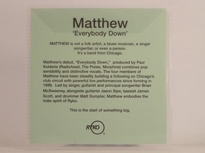 MATTHEW EVERYBODY DOWN (558) 11 Track Promo CD Album White Sleeve RYKO