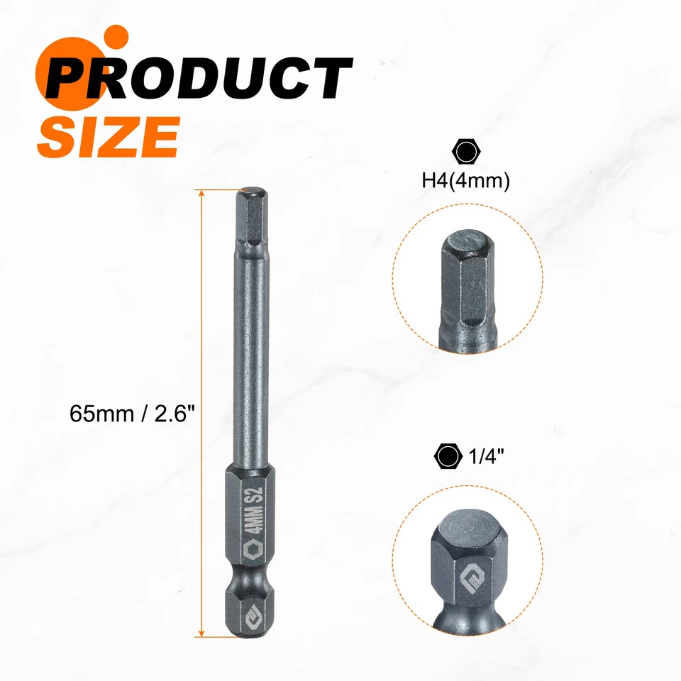 5pcs H4 Flat Hex Screwdriver Bit 4mm Magnetic Tip 1/4" Shank 2.6" Long Blue - Image 2 of 4