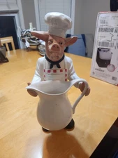 Vintage ceramic Chef Pig holding pitcher