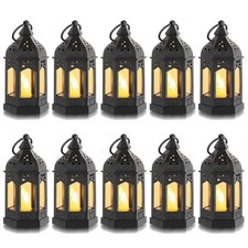 Black Mini Halloween Lanterns LED Candle Hanging Centerpiece Gothic 10 PCS