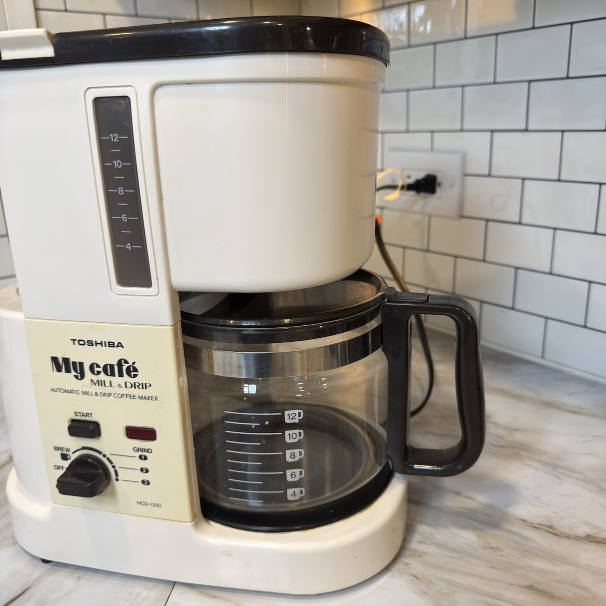 Vintage 1980s Toshiba My Cafe Mill & Drip Coffee Maker HCD-1200