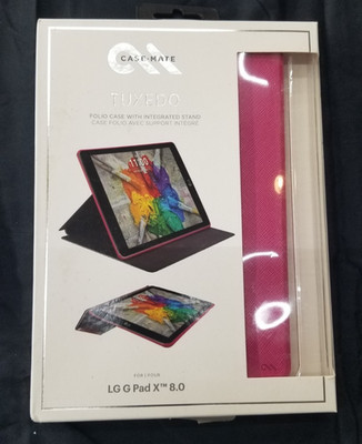 Case Mate Tuxedo Folio Case Built-in Stand for LG G Pad X 8.0 Pink INV#M-408