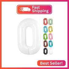 White Number 0 Balloon 40 Inch - 0 Balloon Number, 0th Birthday Decorations