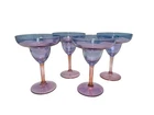 Vintage Carnival Glass Iridescent Multicolor Margarita Cocktail Glasses Set of 4
