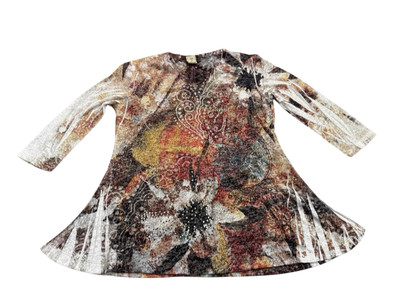 Jess & Jane Top Womens Daisies Embellished Boho abstract Made in USA Art READ
