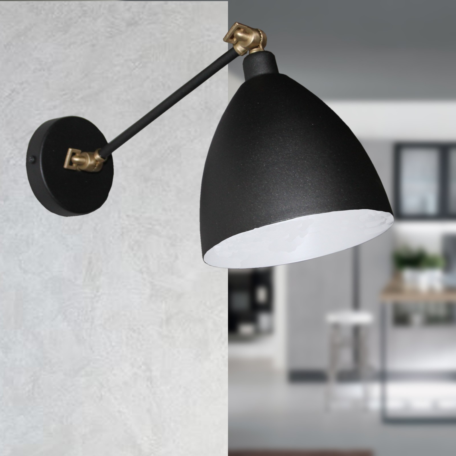 Lampada da Parete Design Moderno Braccio Snodato Ottone 1 Luce