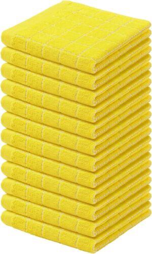 100% Cotton Terry Kitchen Dish Cloths, Ultra Soft and Absorbent Dish Towels for