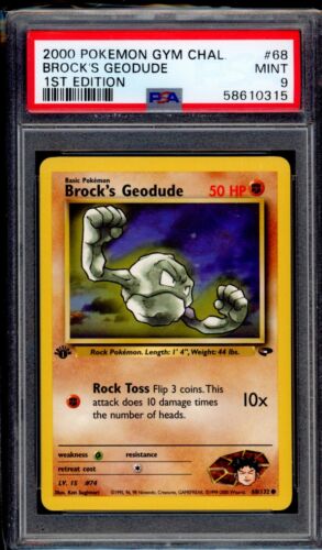 PSA 8 Brock's Geodude 2000 Pokemon Card 68/132 1st Edition Gym Challenge - Afbeelding 1 van 1