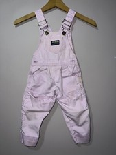 VINTAGE OSHKOSH B GOSH GIRLS OVERALLS PINK COTTON DOUBLE KNEE made in USA