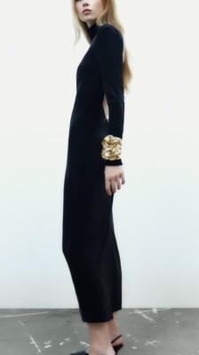 Zara Black Velvet Midi Dress ZARA WOMAN BLACK CUT-OUT VELVET MIDI DRESS  SIZE XS, S,