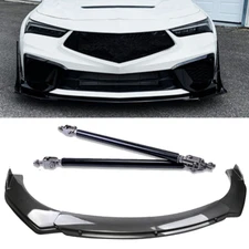 Carbon Fiber Style Front Bumper Lip Spoiler Strut Rods  For Acura Integra T