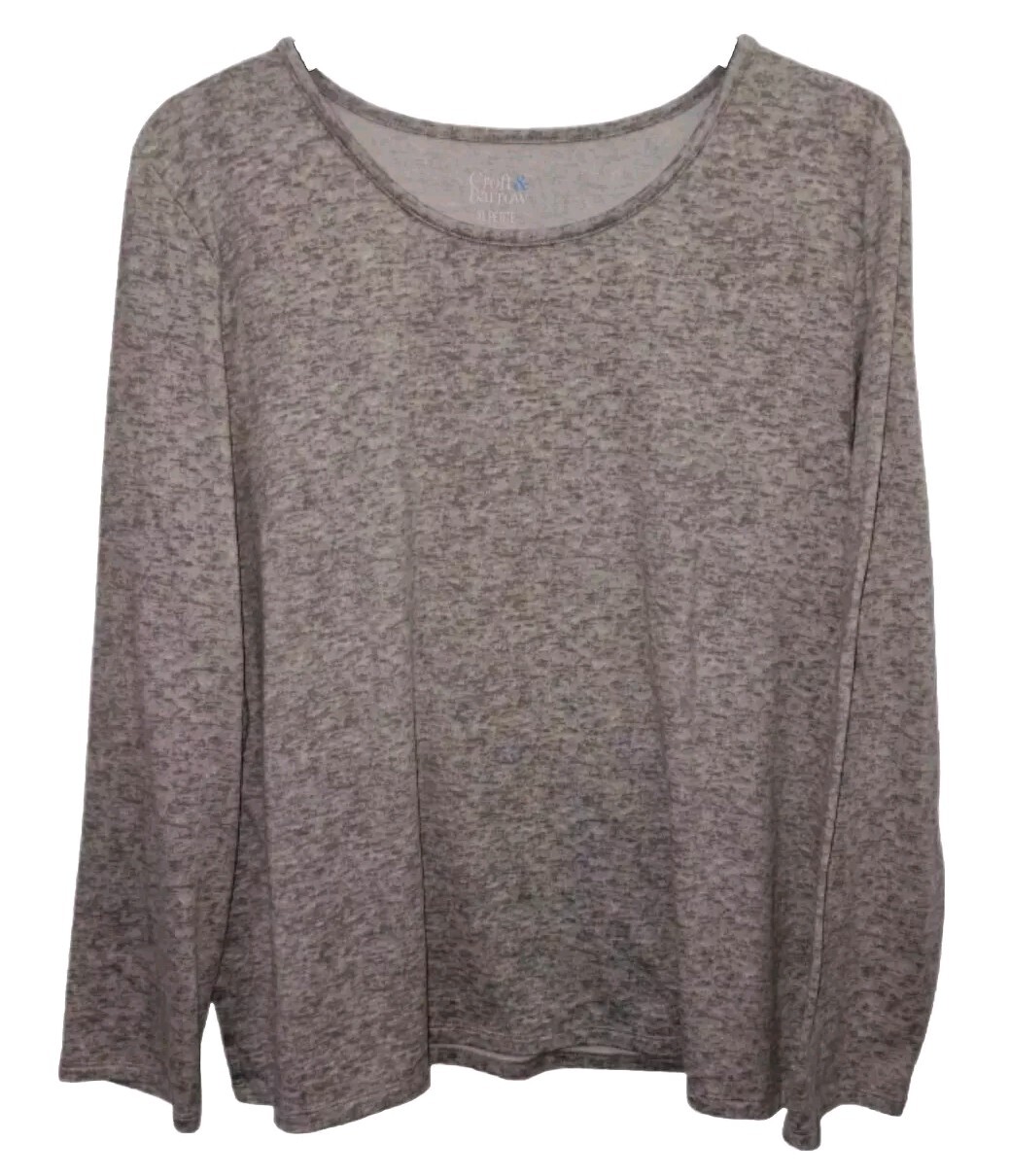 Croft & Barrow Gray Soft Long Sleeve Lounge Shirt Women's Size XL Petite